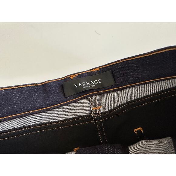 NWT $925 Versace Women's Denim Blue Jeans Size 27 US 1003998 Made in Italy - Picture 11 of 16